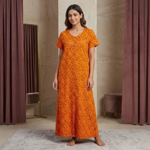 Orange_Cotton_Night_Dress_For_Women