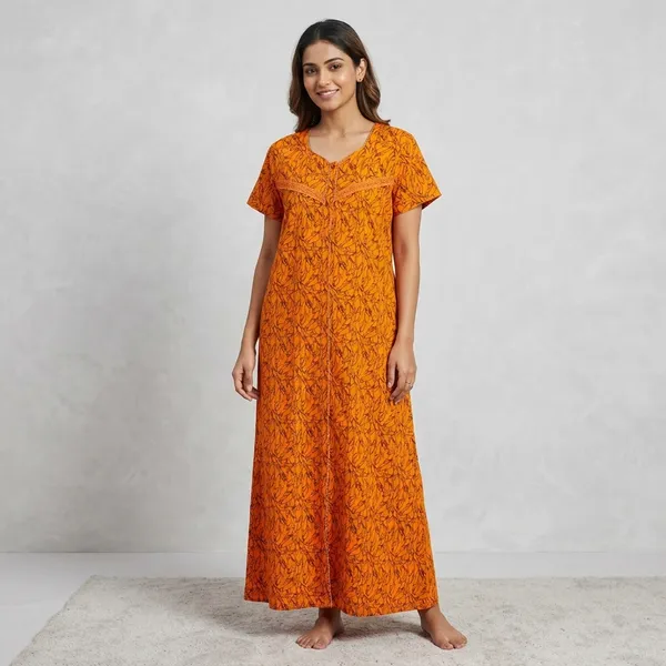 Orange_Cotton_Night_Dress_For_Women