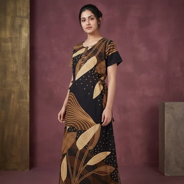 Black_&_Brown_Cotton_Night_Dress_For_Women
