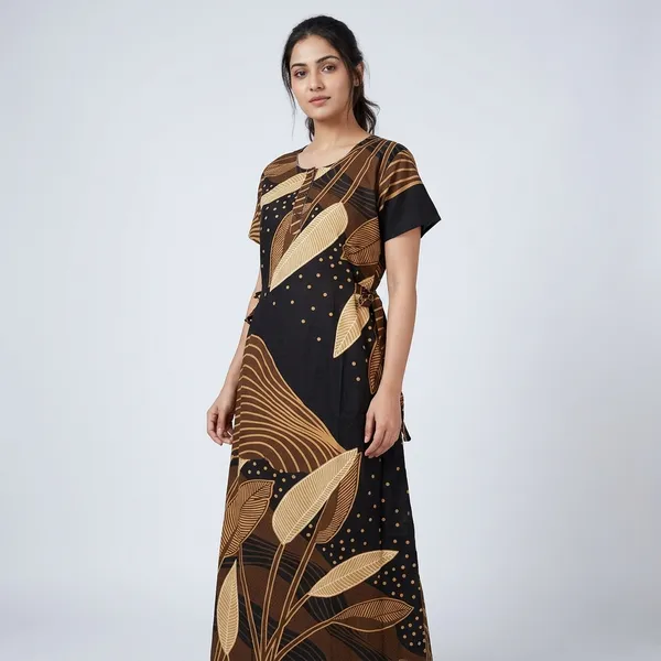 Black_&_Brown_Cotton_Night_Dress_For_Women