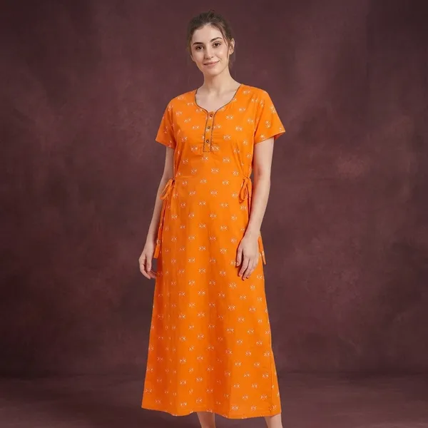 Orange_Cotton_Night_Dress_For_Women