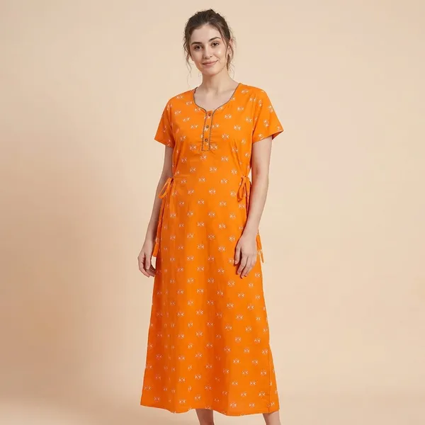 Orange_Cotton_Night_Dress_For_Women