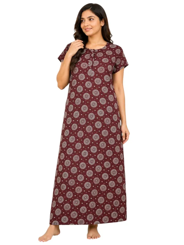 Maroon_Cotton_Night_Dress_For_Women