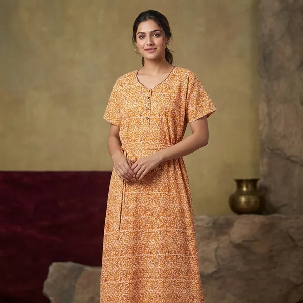 Orange_Cotton_Night_Dress_For_Women