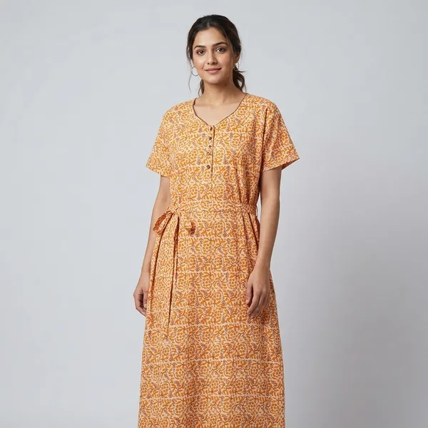 Orange_Cotton_Night_Dress_For_Women