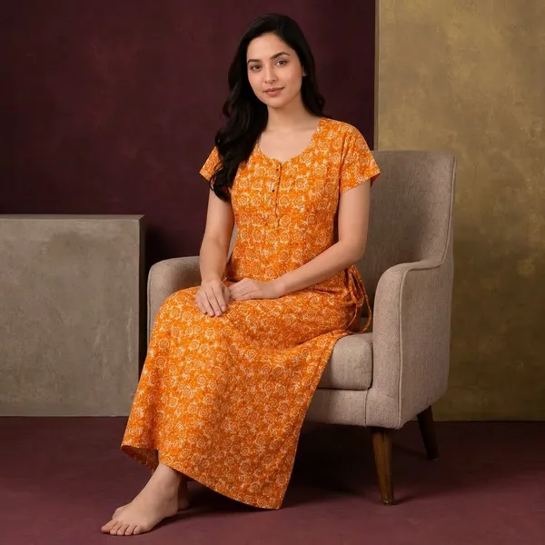 Orange_Cotton_Night_Dress_For_Women