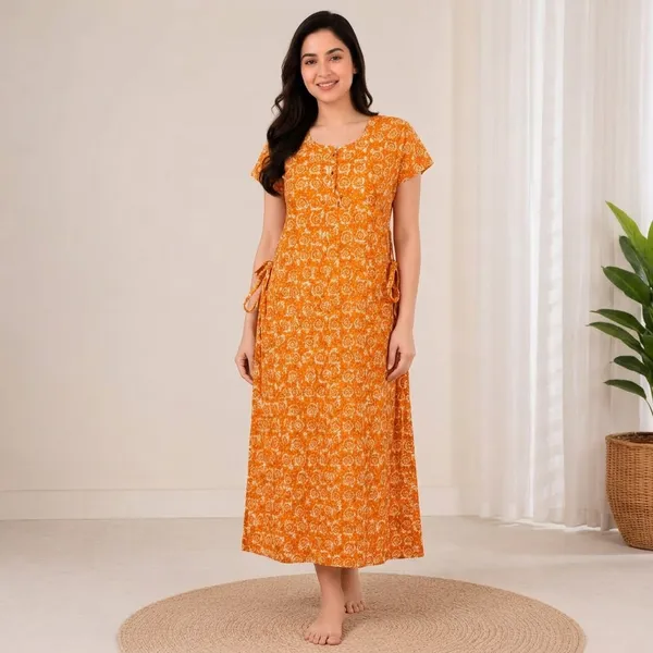 Orange_Cotton_Night_Dress_For_Women