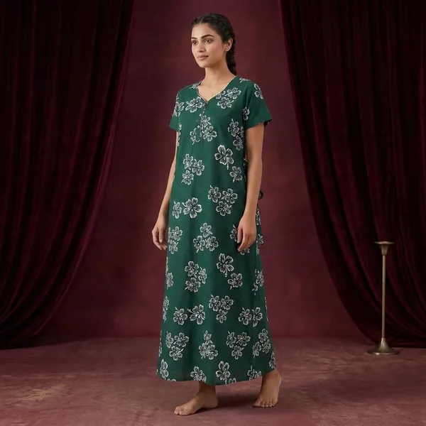 Green_Cotton_Night_Dress_For_Women