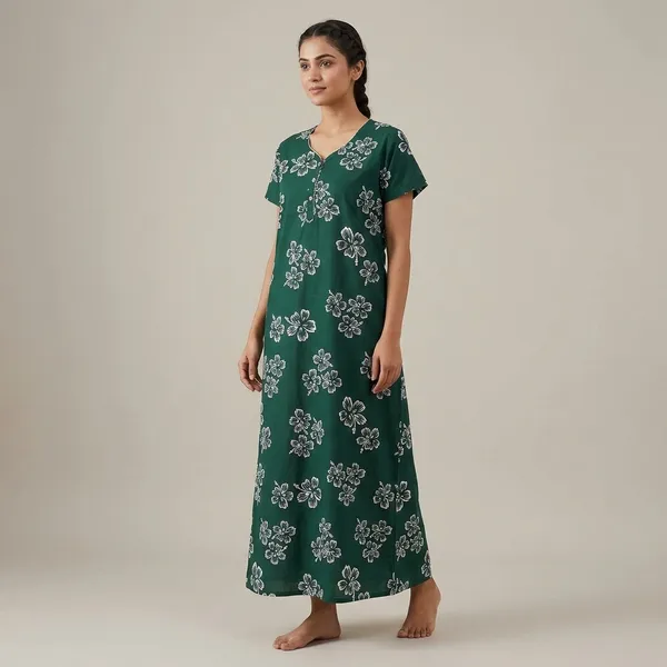 Green_Cotton_Night_Dress_For_Women