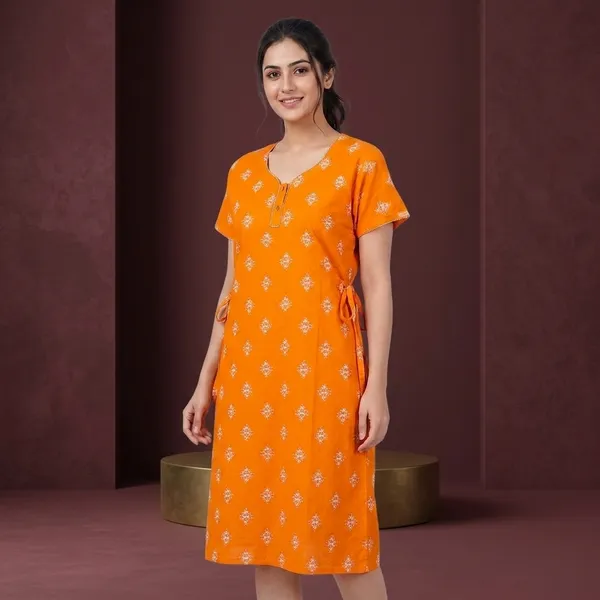 Orange_Cotton_Night_Dress_For_Women