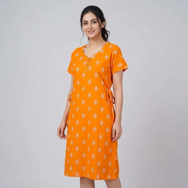 Orange_Cotton_Night_Dress_For_Women