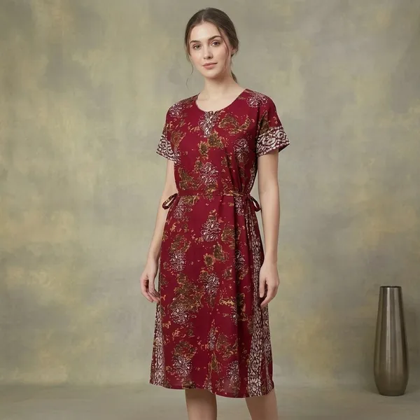 Maroon_Cotton_Night_Dress_For_Women