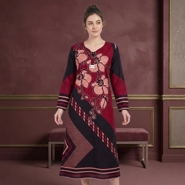 Maroon_Cotton_Night_Dress_For_Women