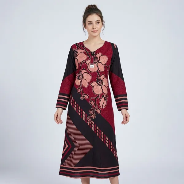 Maroon_Cotton_Night_Dress_For_Women