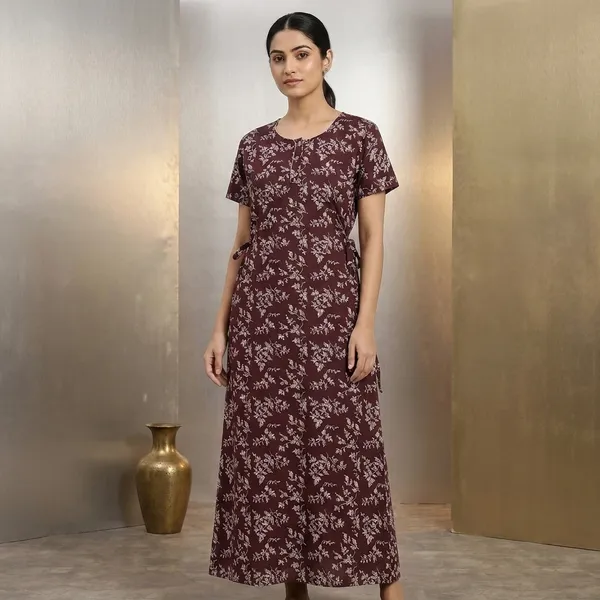 Maroon_Cotton_Night_Dress_For_Women
