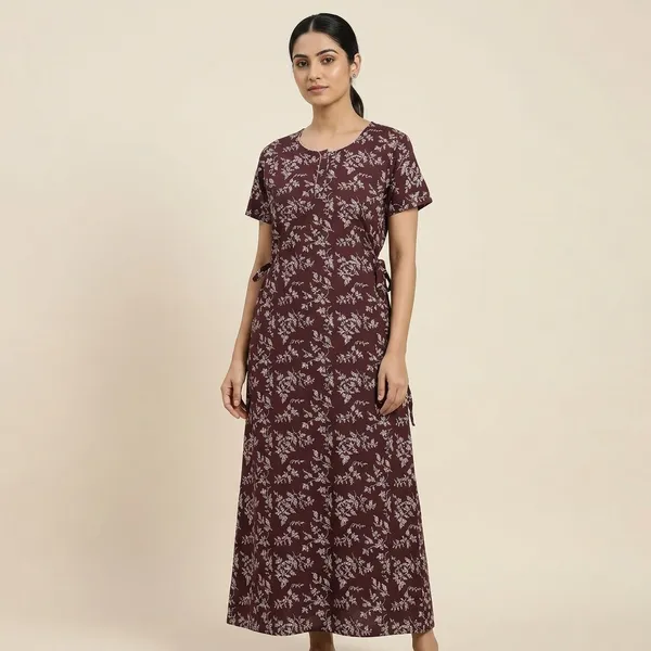 Maroon_Cotton_Night_Dress_For_Women
