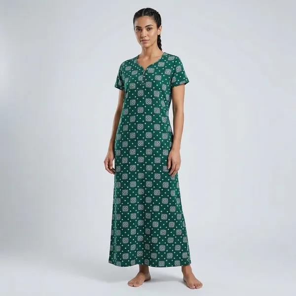 Green_Cotton_Night_Dress_For_Women