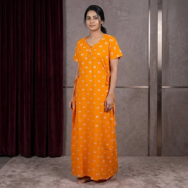 Orange_Cotton_Night_Dress_For_Women