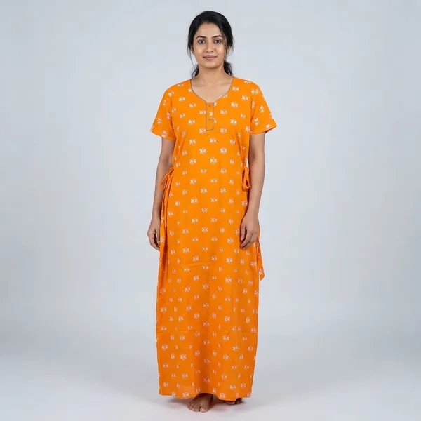 Orange_Cotton_Night_Dress_For_Women