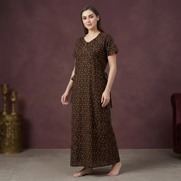 Brown_Cotton_Night_Dress_For_Women