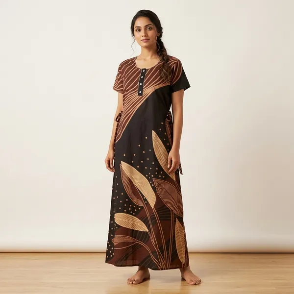 Brown_Cotton_Night_Dress_For_Women