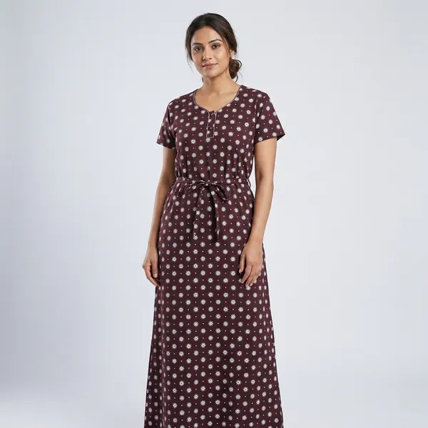 Maroon_Cotton_Night_Dress_For_Women