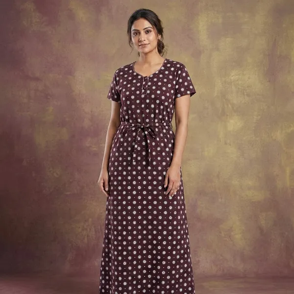 Maroon_Cotton_Night_Dress_For_Women