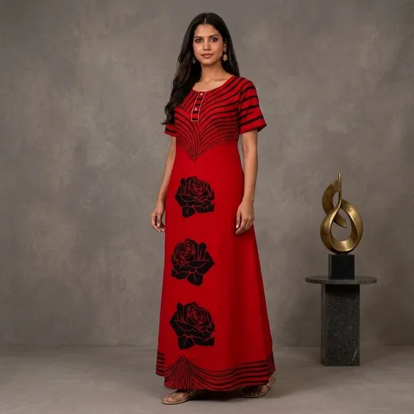 Red_Cotton_Night_Dress_For_Women