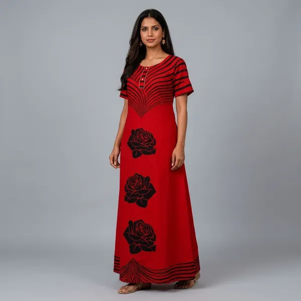 Red_Cotton_Night_Dress_For_Women