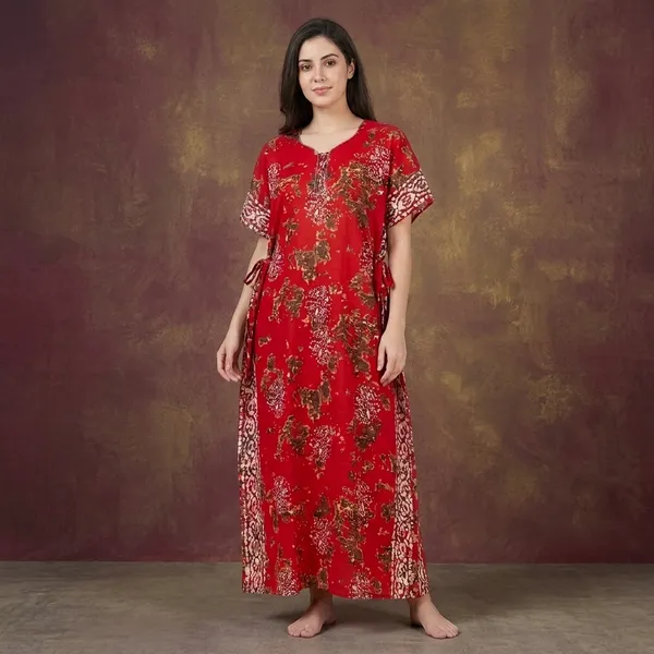 Red_Cotton_Night_Dress_For_Women