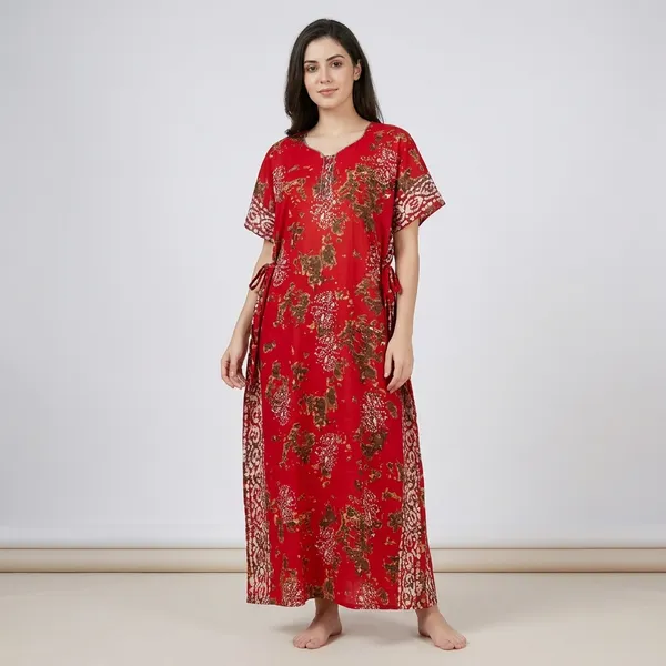 Red_Cotton_Night_Dress_For_Women