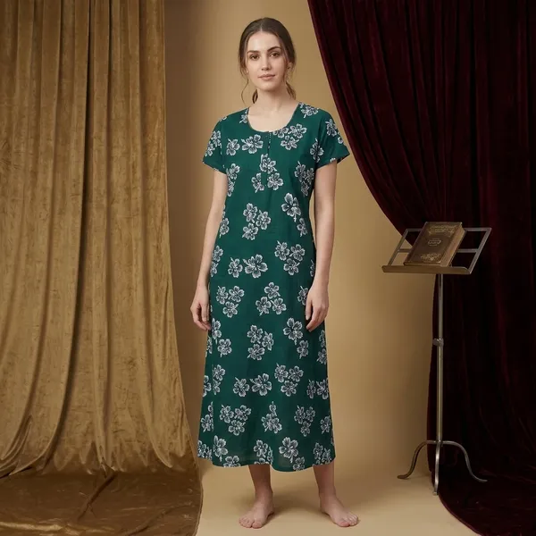 Green_Cotton_Night_Dress_For_Women