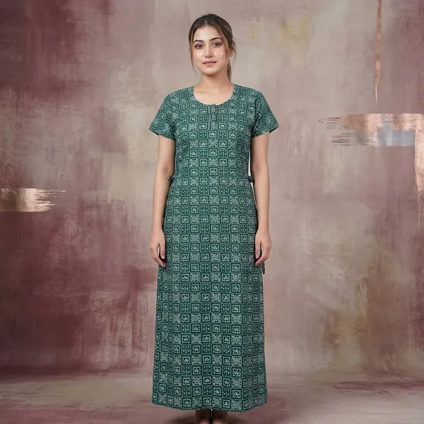 Green_Cotton_Night_Dress_For_Women