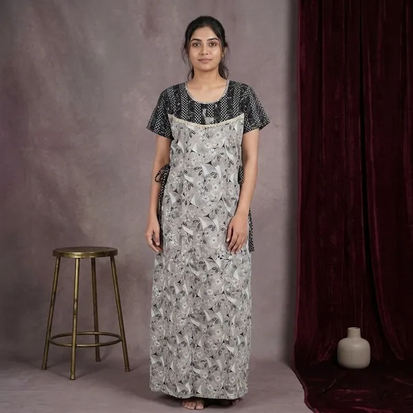 Grey_Cotton_Night_Dress_For_Women