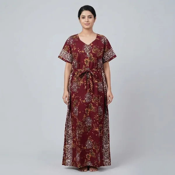 Maroon_Cotton_Night_Dress_For_Women