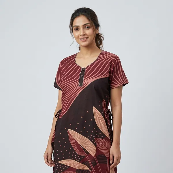 Maroon_Cotton_Night_Dress_For_Women