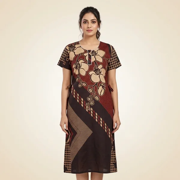 Maroon_Cotton_Night_Dress_For_Women