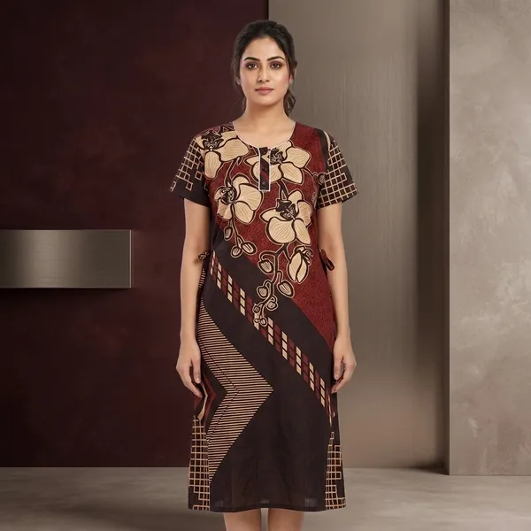 Maroon_Cotton_Night_Dress_For_Women