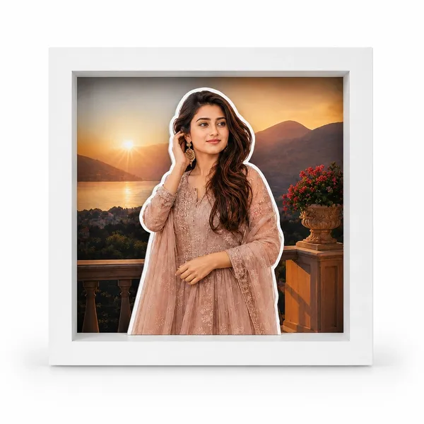 Wood_White_3D_Woman_Portrait_Sunset_Shadow_Box_Frame