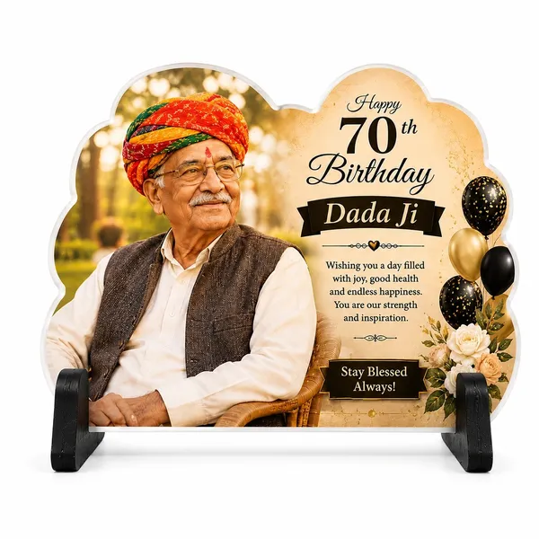 Mdf_70Th_Birthday_Floral_Photo_Display_Plaque_With_Stand
