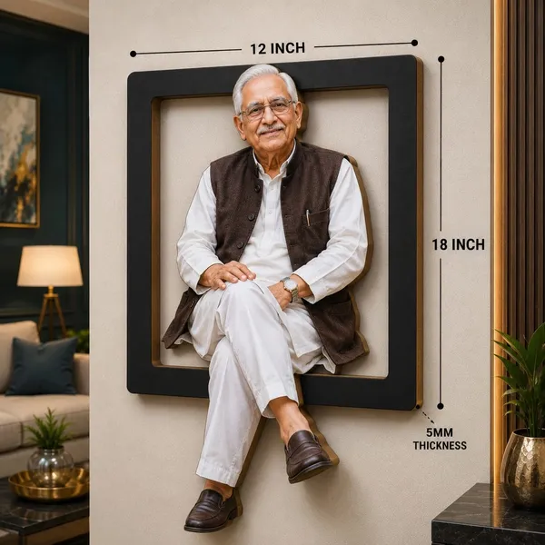 Mdf_Black_3D_Portrait_Cutout_Shadow_Wall_Decor_Frame