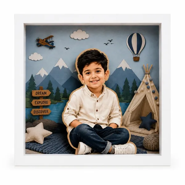 Wood_White_Adventure_Theme_Kids_3D_Photo_Frame