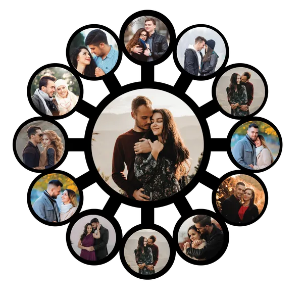 Mdf_Black_Circular_Multi_Photo_Frame_Collage