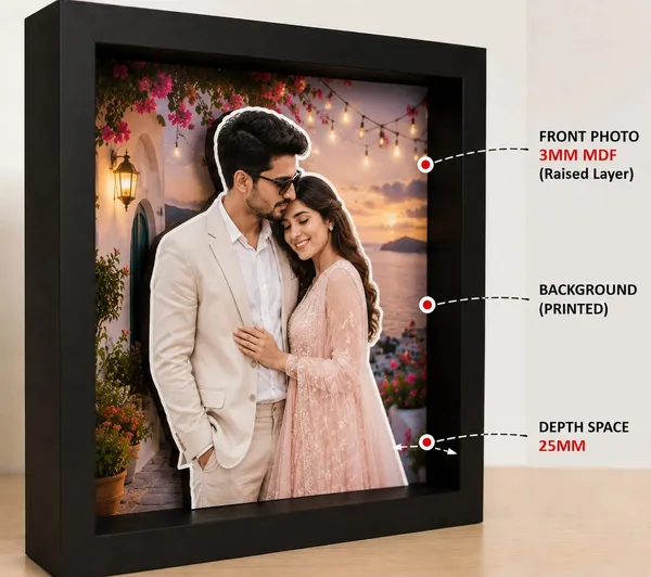 Mdf_Romantic_Couple_3D_Photo_Frame_Black