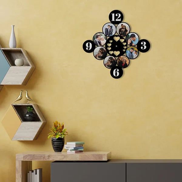 Mdf_Eight_Round_Photo_Collage_Wall_Clock