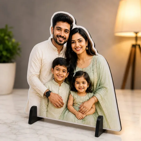 Mdf_Clear_Acrylic_Family_Tabletop_Photo_Frame_With_Black_Stand