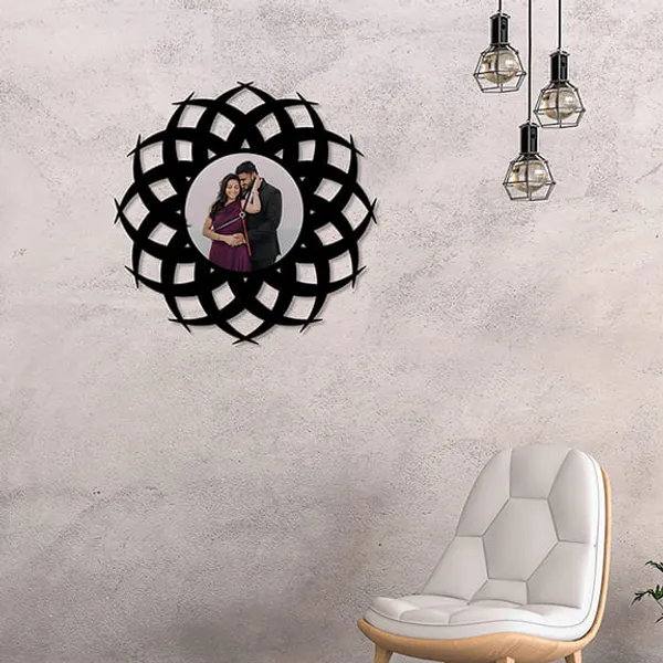 Mdf_Black_Ornate_Floral_Circular_Photo_Frame