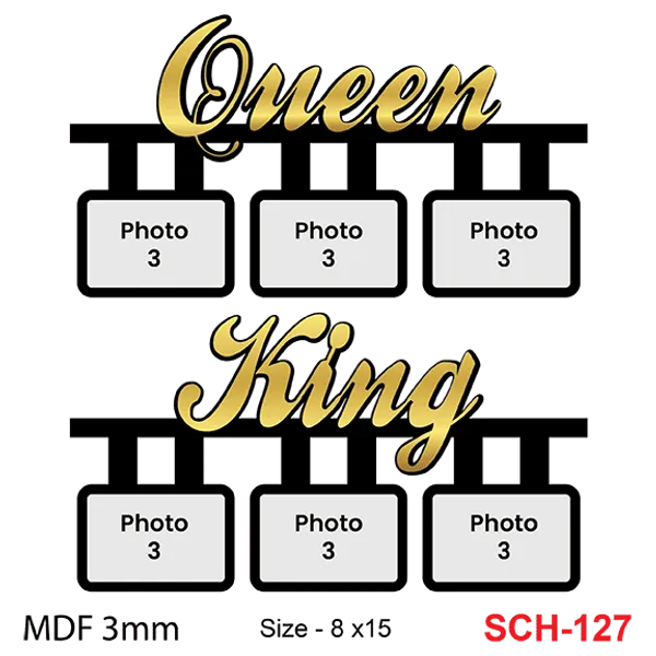 Mdf_Queen_King_Script_Six_Photo_Wall_Frame