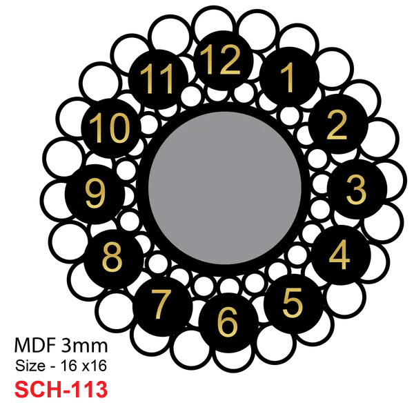 Mdf_Decorative_Concentric_Ring_Black_Gold_Photo_Wall_Clock