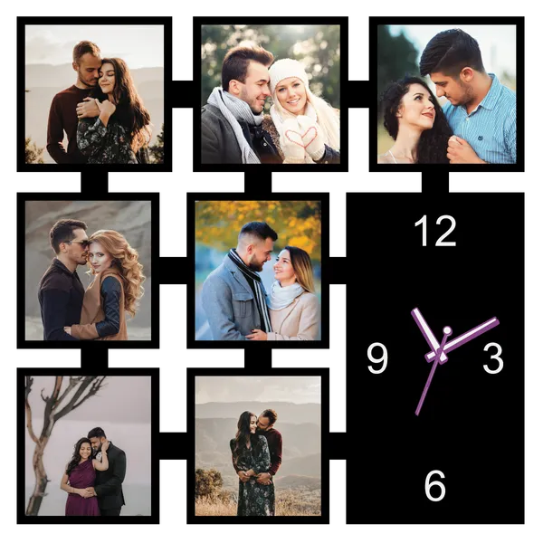 Wood_Modern_Collage_Photo_Frame_Wall_Clock
